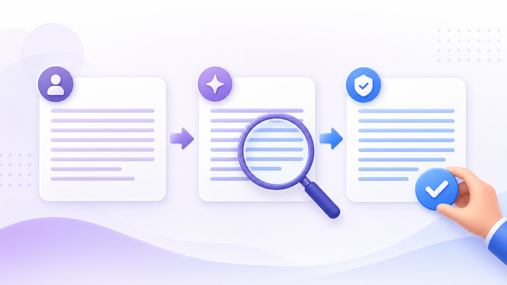 Original support paragraph, generated candidate, and reviewed version aligned for factual comparison